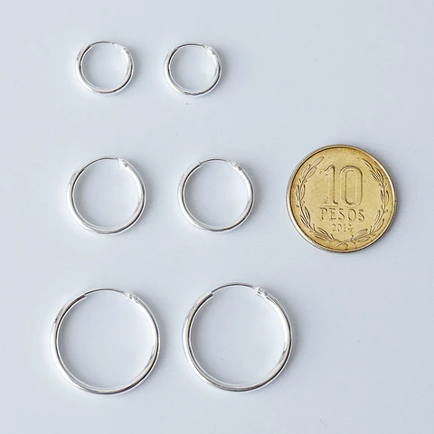 Aros De Plata 925  Set (3 Par) Argollas 10mm, 14mm Y 20mm Mabelita