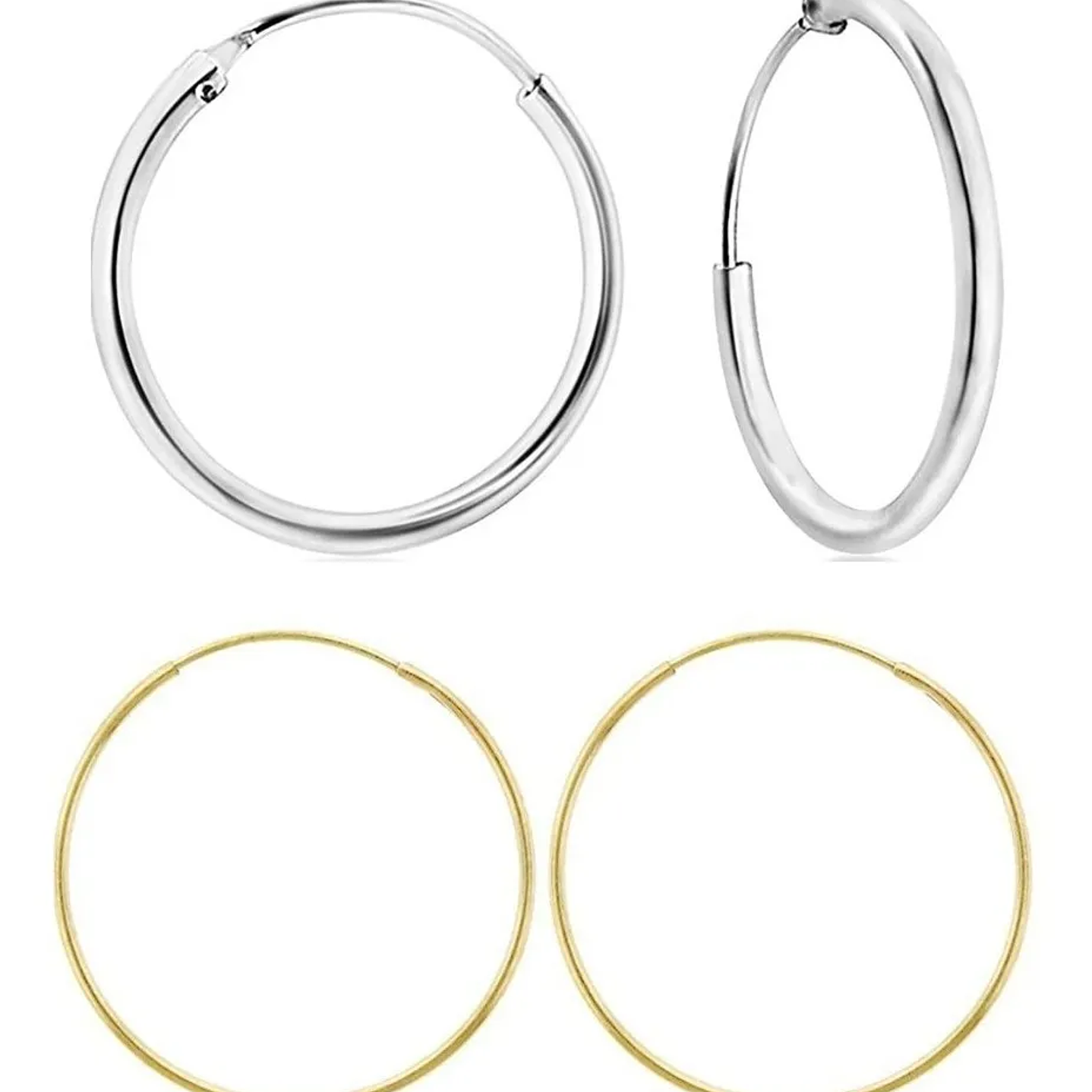 Aros De Plata 925  Set (2 Par) Argollas Plata 20mm Dorada Y Plateada  1