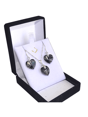 Conjunto de Plata Corazones Dark Aurora Boreal 