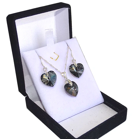 Conjunto de Plata Corazones Dark Aurora Boreal 