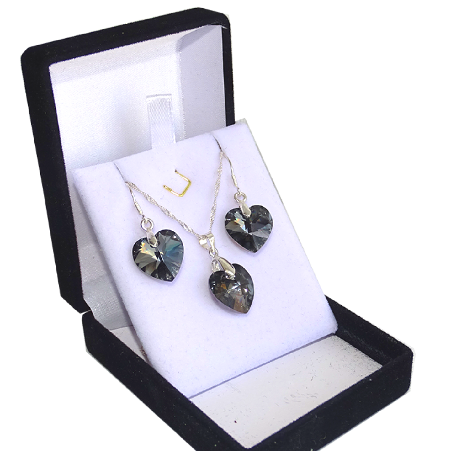 Conjunto de Plata Corazones Dark Aurora Boreal  1