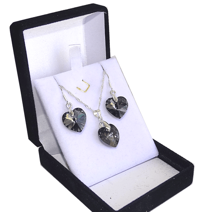Conjunto de Plata Corazones Dark Aurora Boreal  1