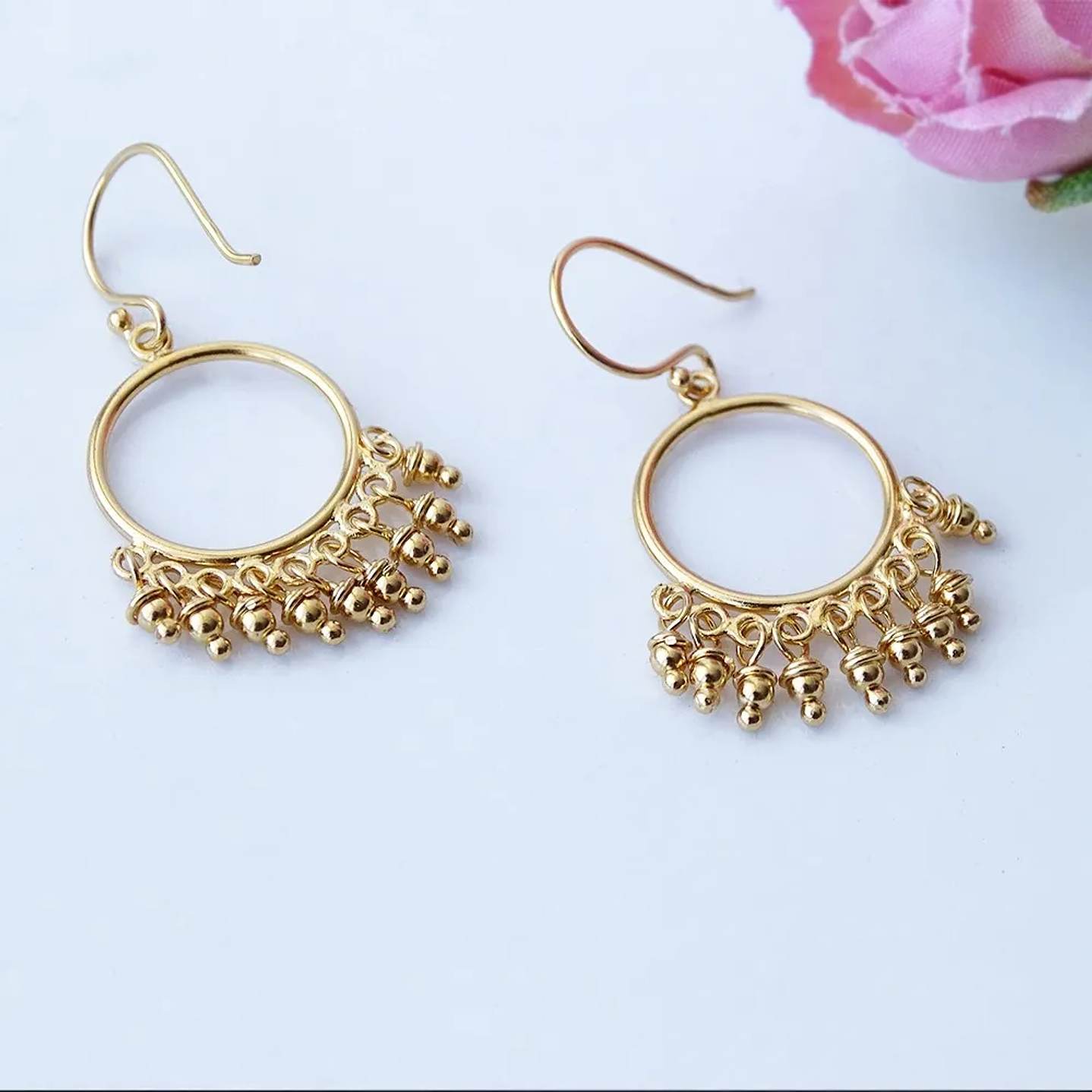 Aros De Plata Con Baño de Oro Chandelier 4