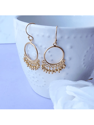 Aros De Plata Con Baño de Oro Chandelier