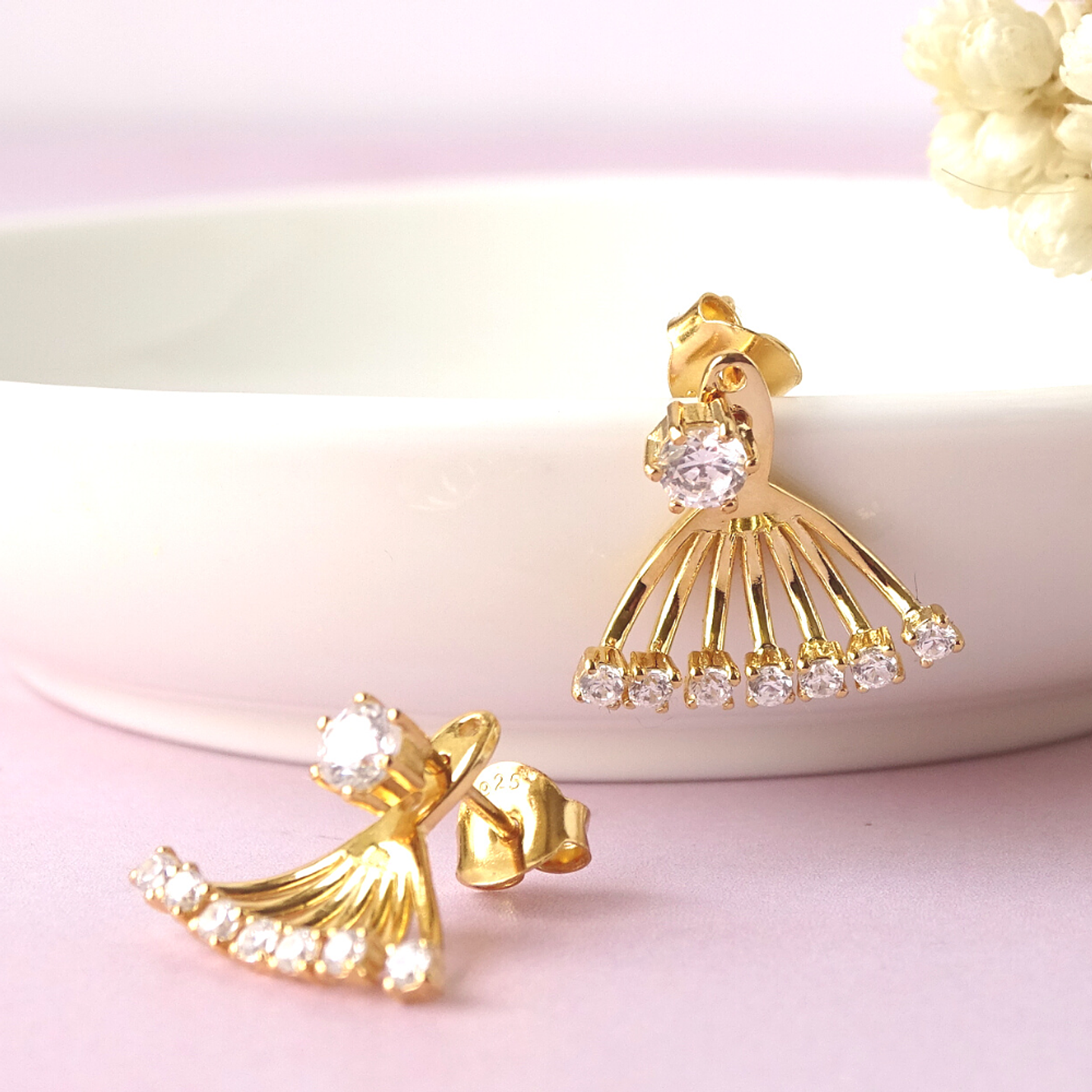 Aros De Plata Con Baño de Oro Compuesto Brillo 3