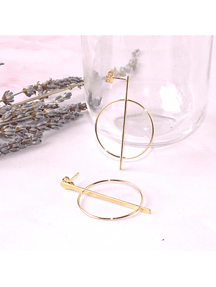 Aros De Plata Con Baño de Oro Circulo Áureo