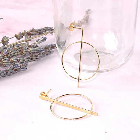 Aros De Plata Con Baño de Oro Circulo Áureo