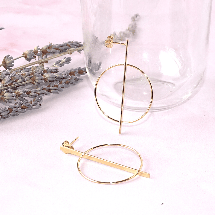 Aros De Plata Con Baño de Oro Circulo Áureo 2