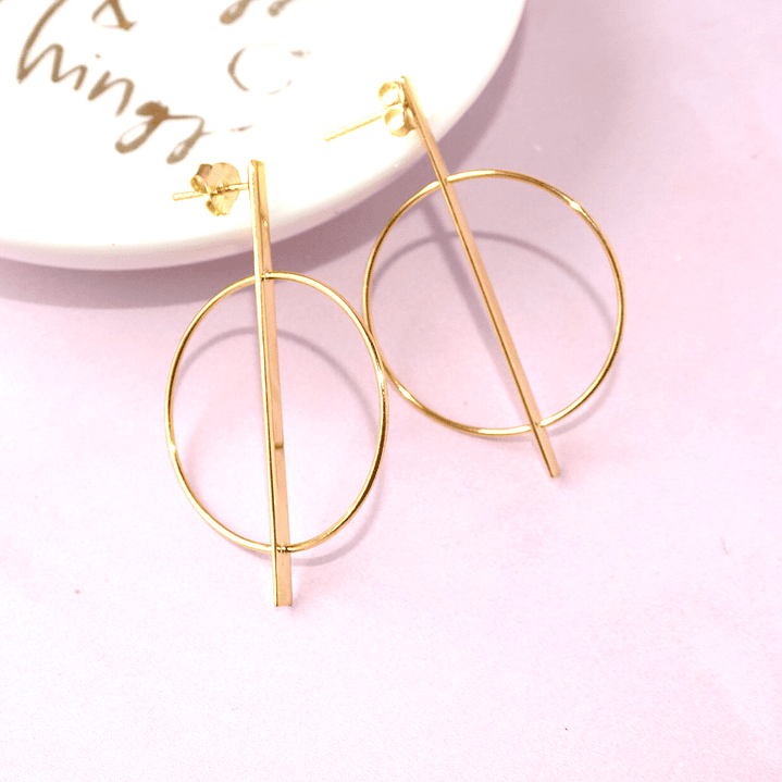 Aros De Plata Con Baño de Oro Circulo Áureo 4