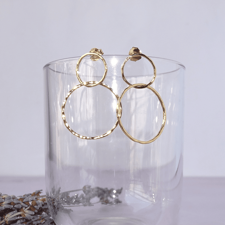 Aros De Plata Con Baño de Oro Aros Doble 3