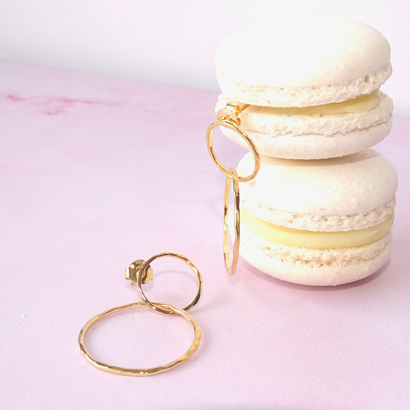 Aros De Plata Con Baño de Oro Aros Doble 4