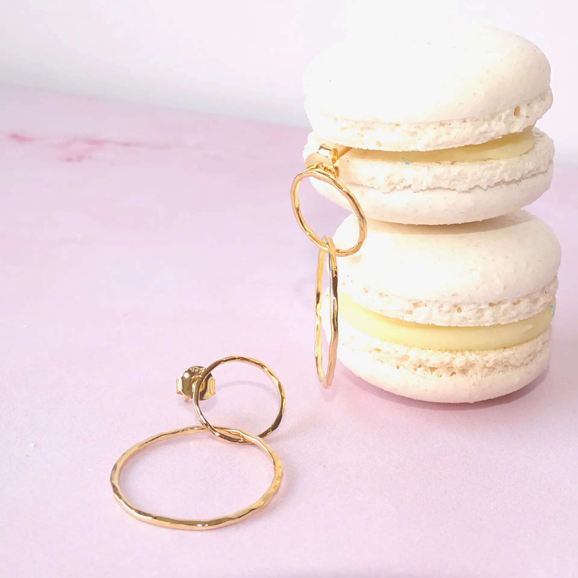Aros De Plata Con Baño de Oro Aros Doble 4