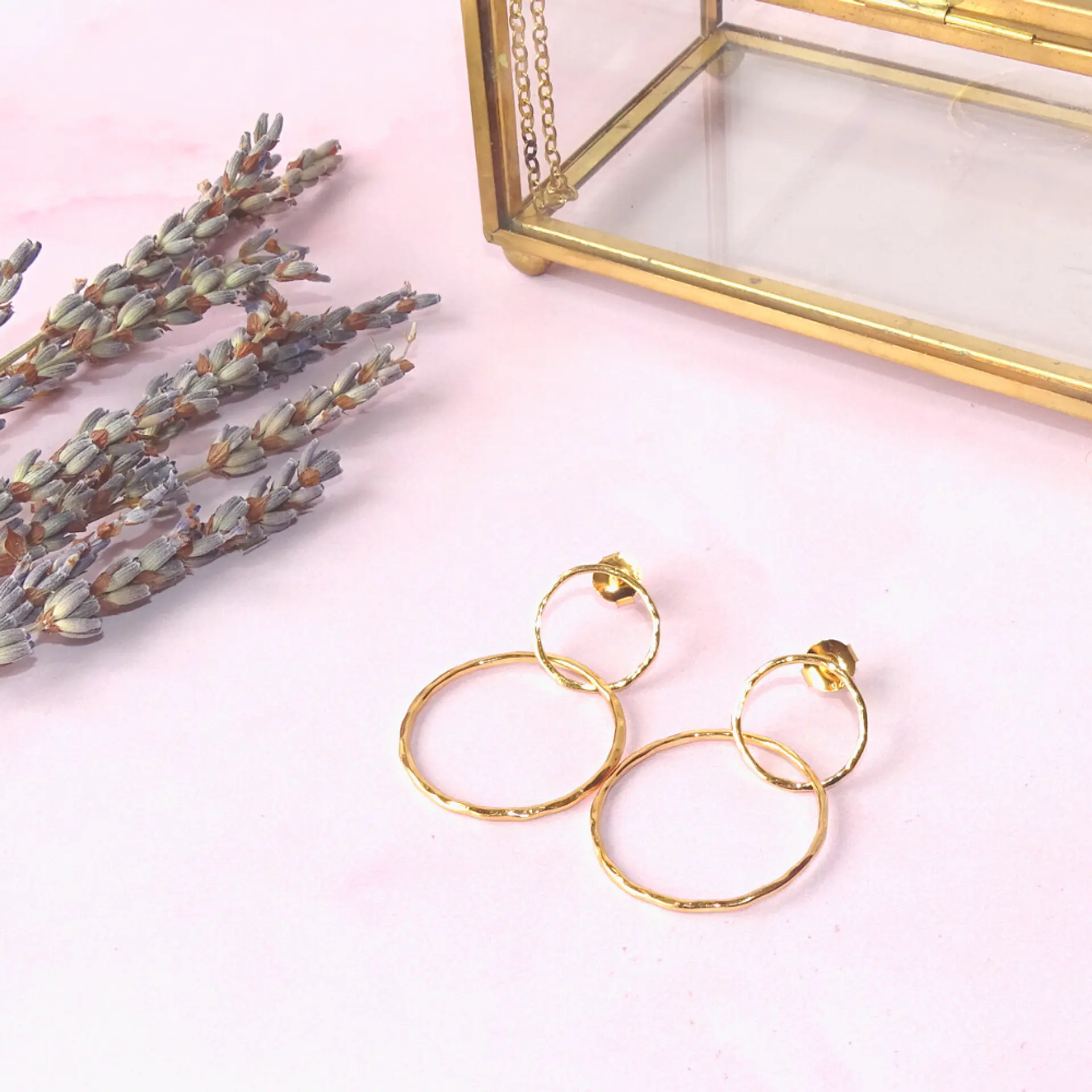 Aros De Plata Con Baño de Oro Aros Doble 2