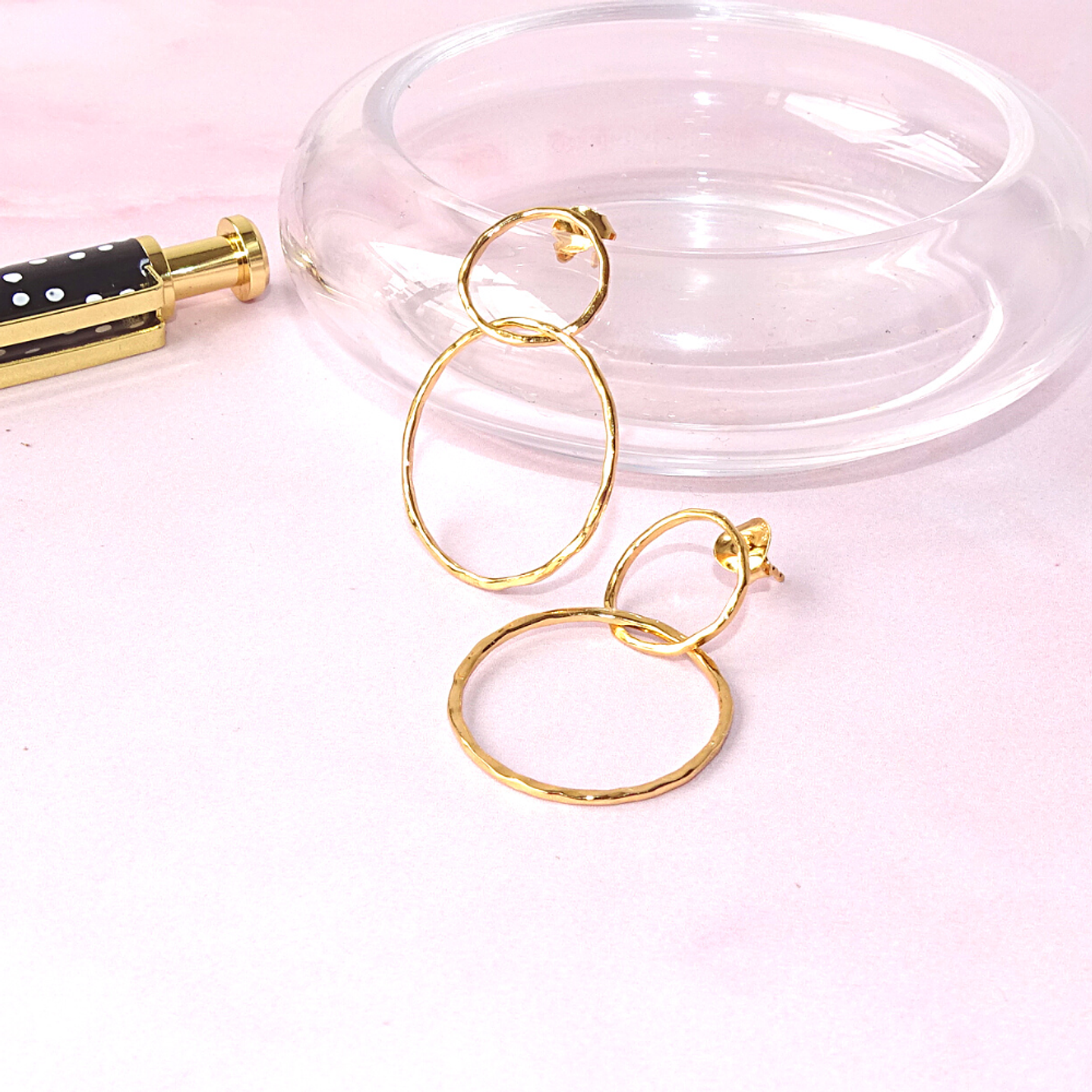 Aros De Plata Con Baño de Oro Aros Doble 5