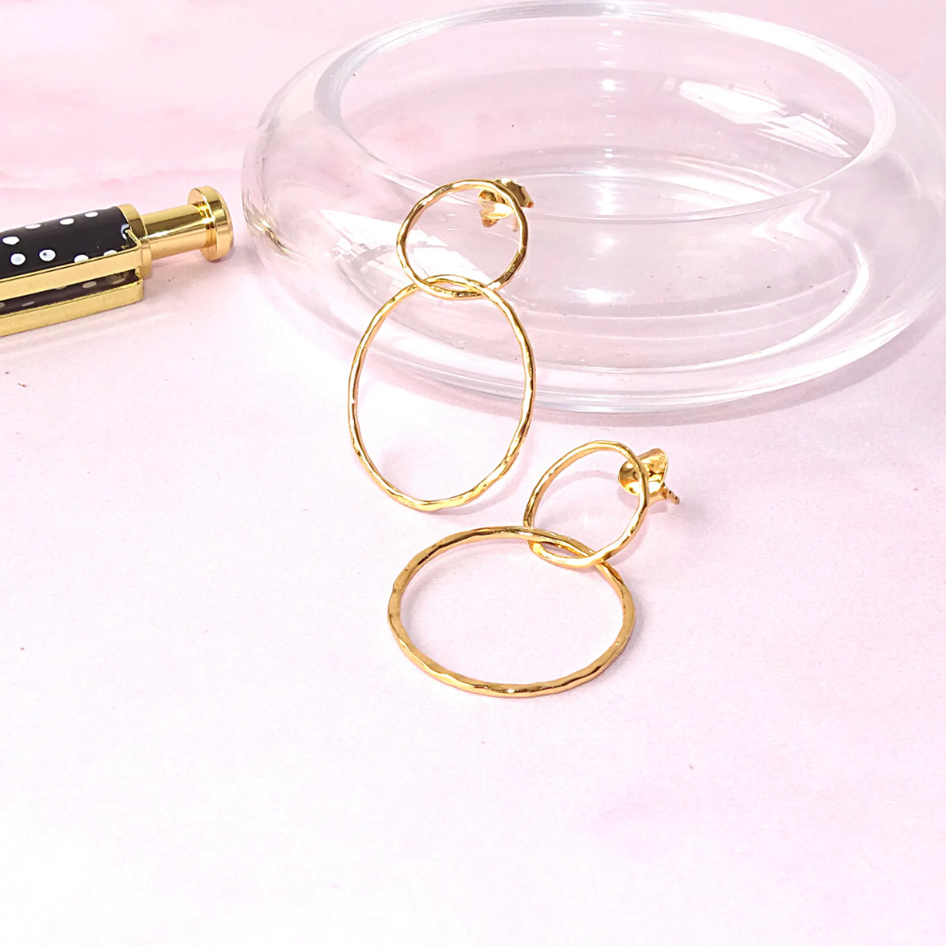 Aros De Plata Con Baño de Oro Aros Doble 5