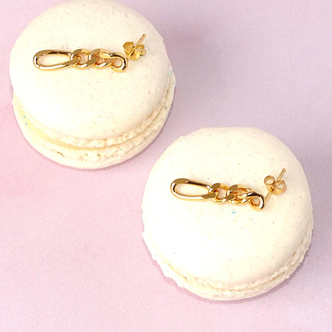 Aros Cadena Figaro Baño de Oro 18K