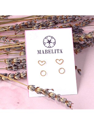 Set de Aritos De Plata Con Baño De Oro Enroscado