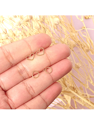 Set de Aritos De Plata Con Baño De Oro Enroscado