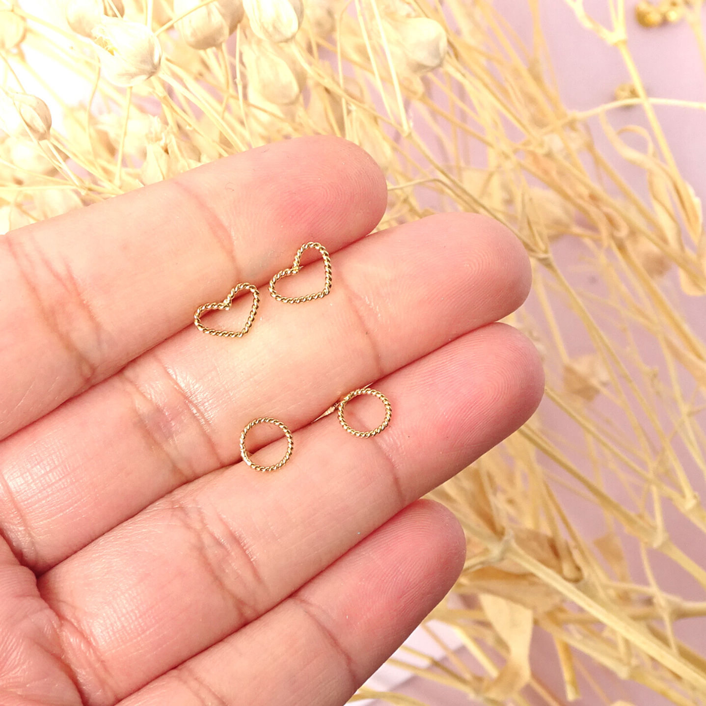 Set de Aritos De Plata Con Baño De Oro Enroscado 2