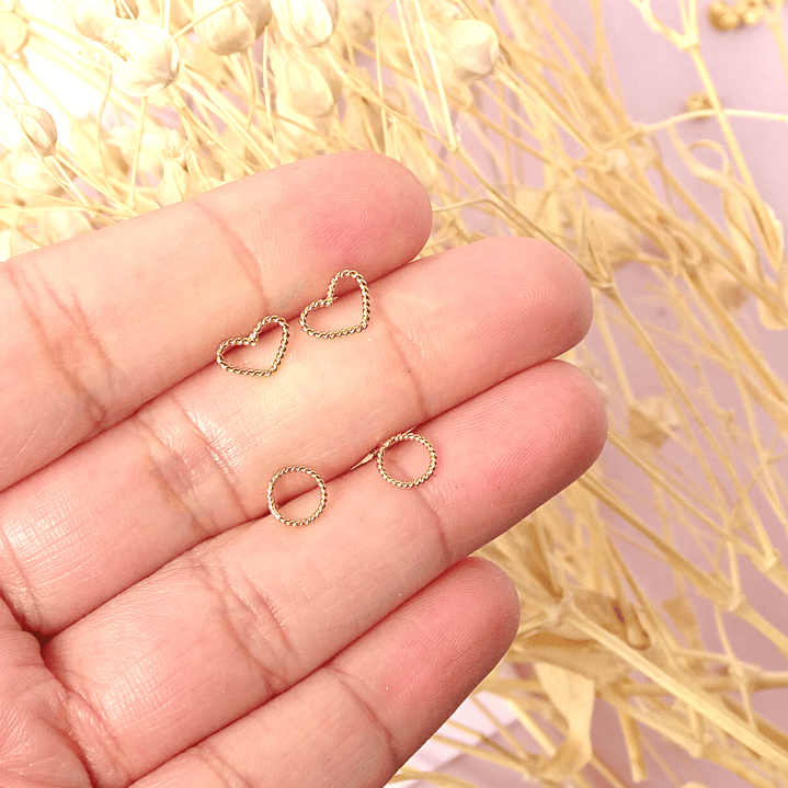 Set de Aritos De Plata Con Baño De Oro Enroscado 2