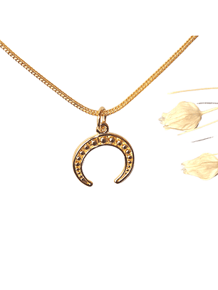Collar De Plata Con Baño De Oro Luna Creciente