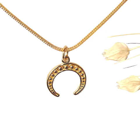 Collar De Plata Con Baño De Oro Luna Creciente