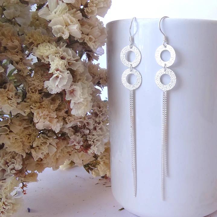 Aros De Plata 925 Largos Con Circulos 2