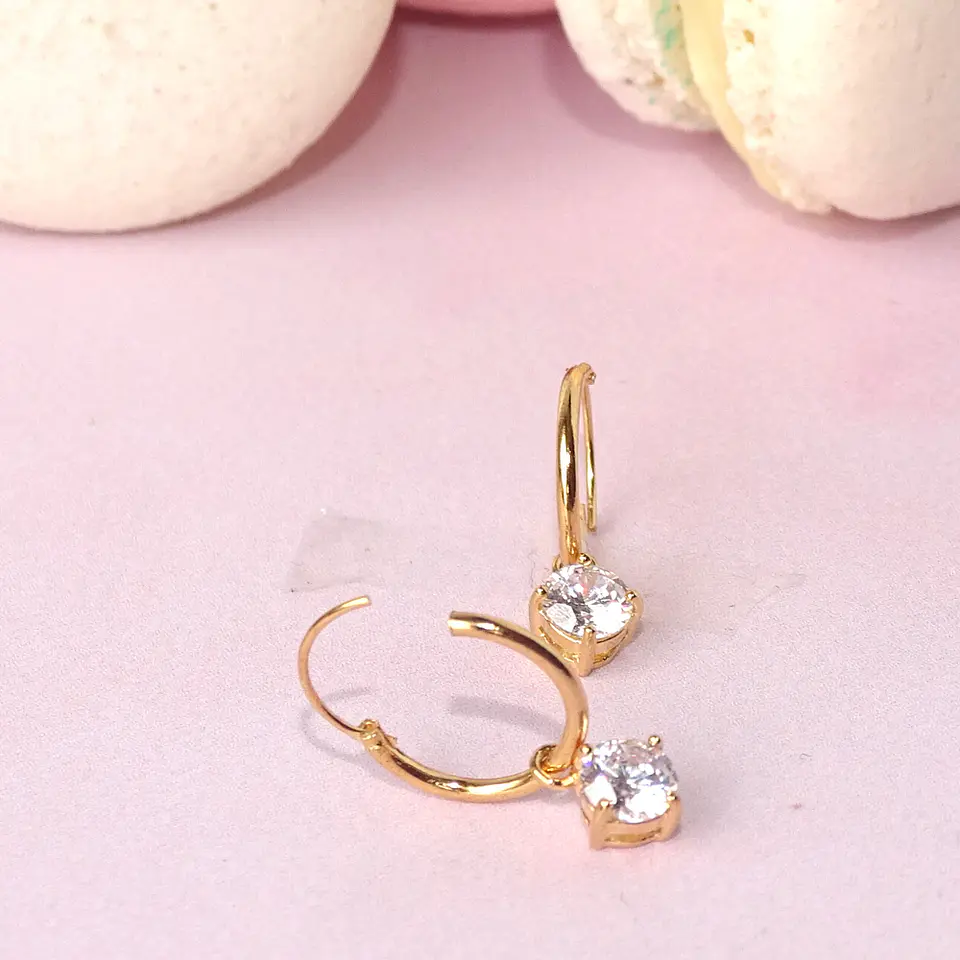 Aros De Plata Con Baño Argollas Punto de Luz 3