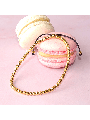 Pulsera De Plata Bañado En Oro Ajustable Con Bolitas 