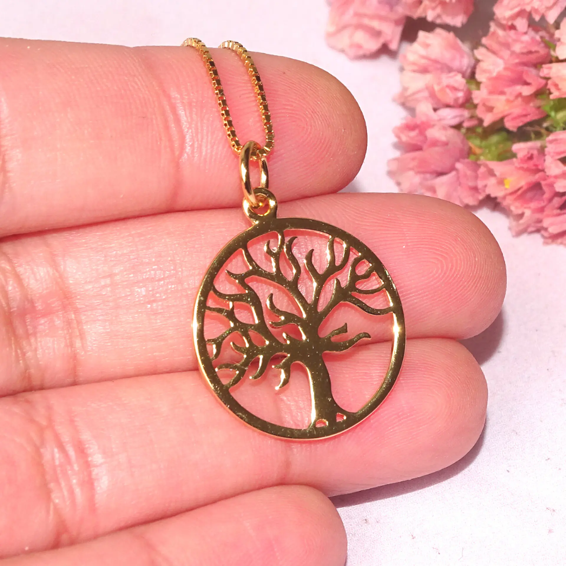Collar De Plata Con Baño De Oro Árbol de la Vida 3