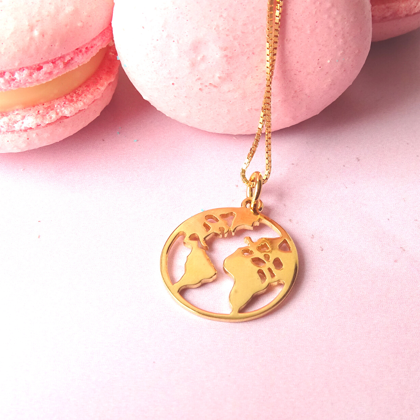 Collar De Plata Con Baño De Oro Mapamundi 2