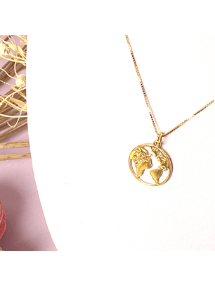 Collar De Plata Con Baño De Oro Mapamundi