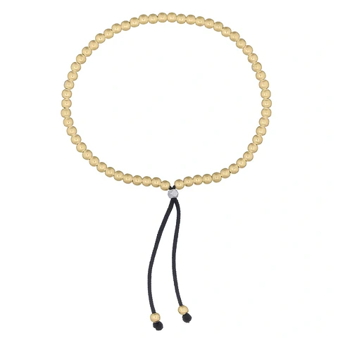 Pulsera De Plata Bañado En Oro Ajustable Con Bolitas 