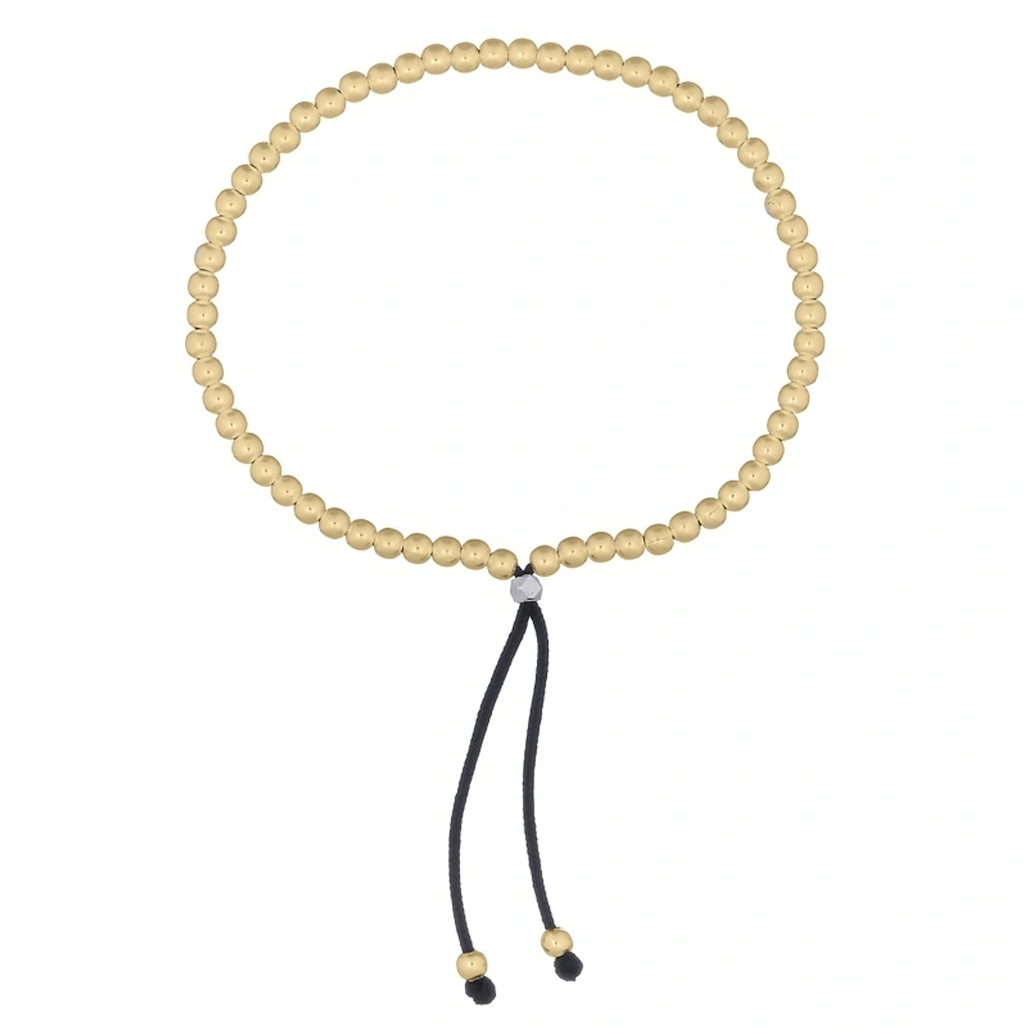 Pulsera De Plata Bañado En Oro Ajustable Con Bolitas  1