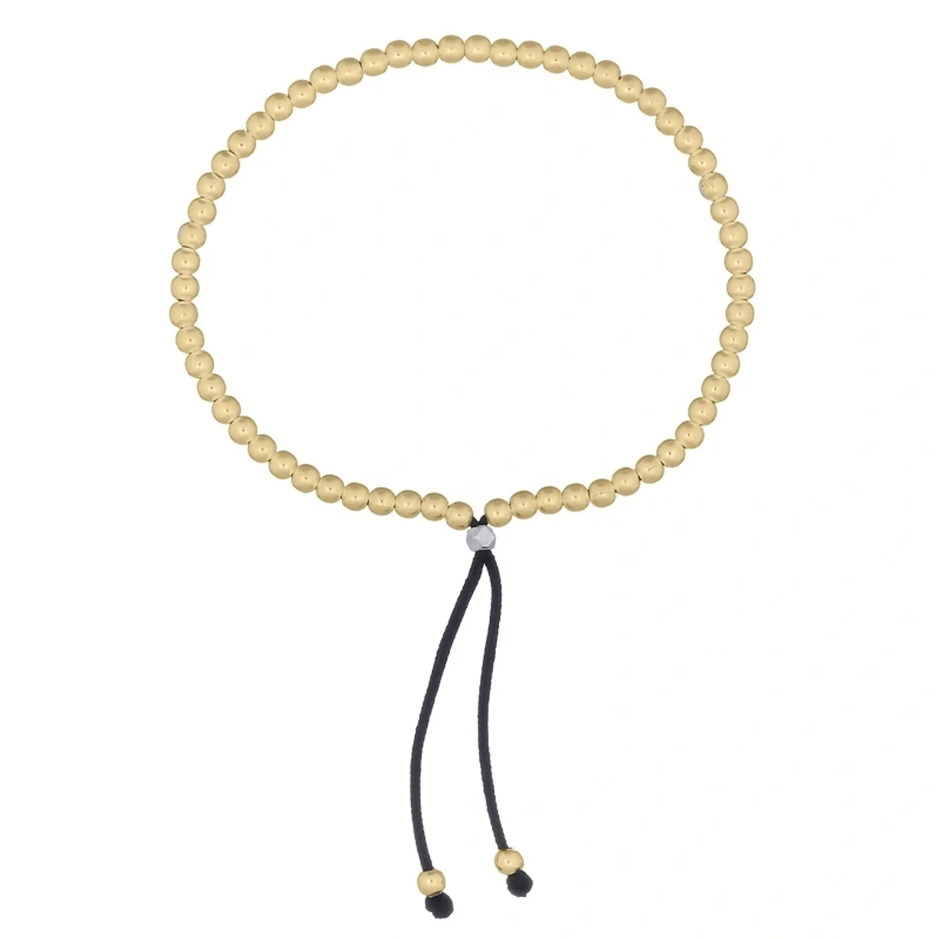 Pulsera De Plata Bañado En Oro Ajustable Con Bolitas  1