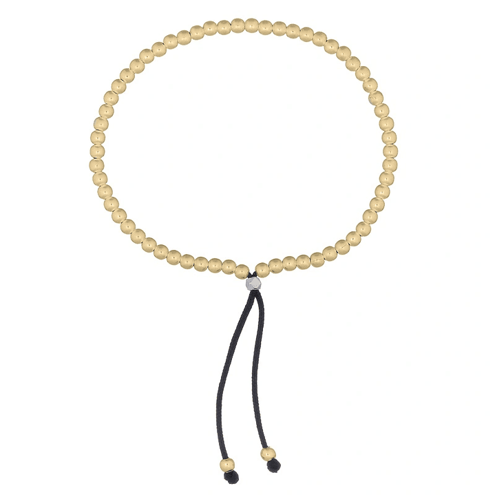 Pulsera De Plata Bañado En Oro Ajustable Con Bolitas  1