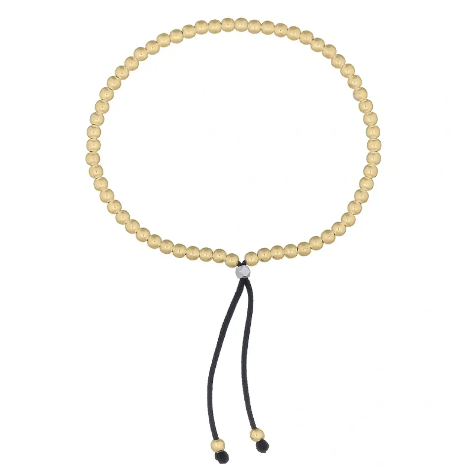 Pulsera De Plata Bañado En Oro Ajustable Con Bolitas  1