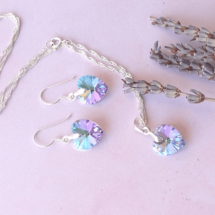 Conjunto de Plata Corazones Violeta 3