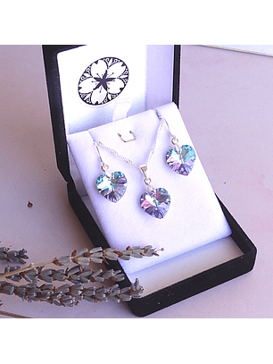 Conjunto de Plata Corazones Violeta