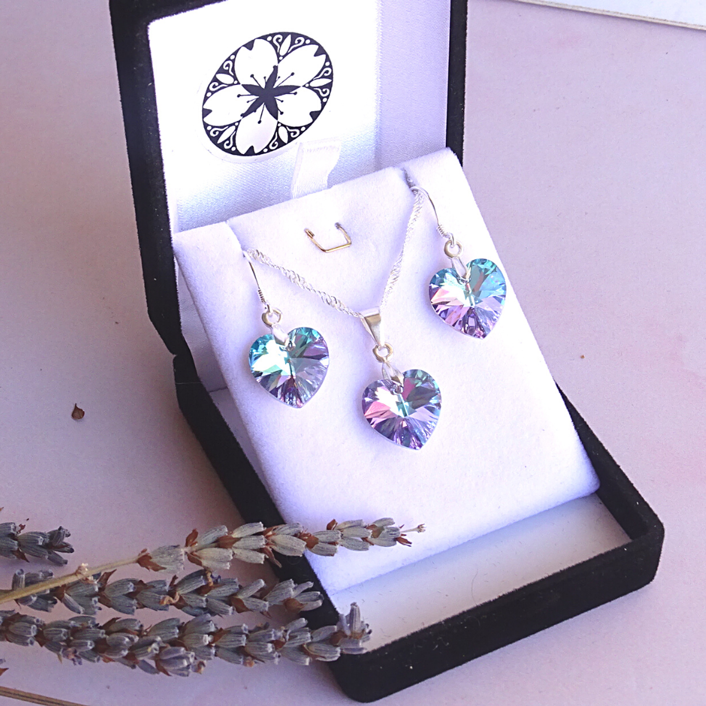 Conjunto de Plata Corazones Violeta 2