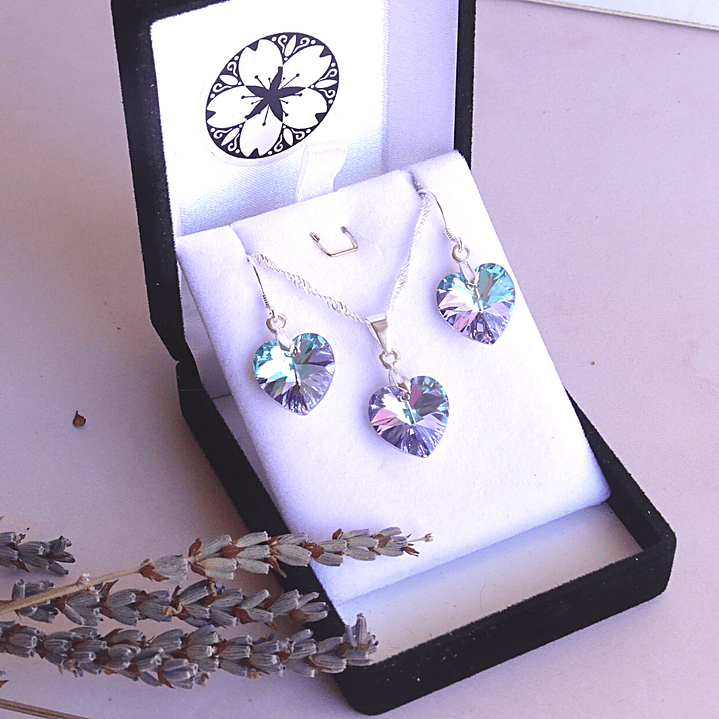 Conjunto de Plata Corazones Violeta 2