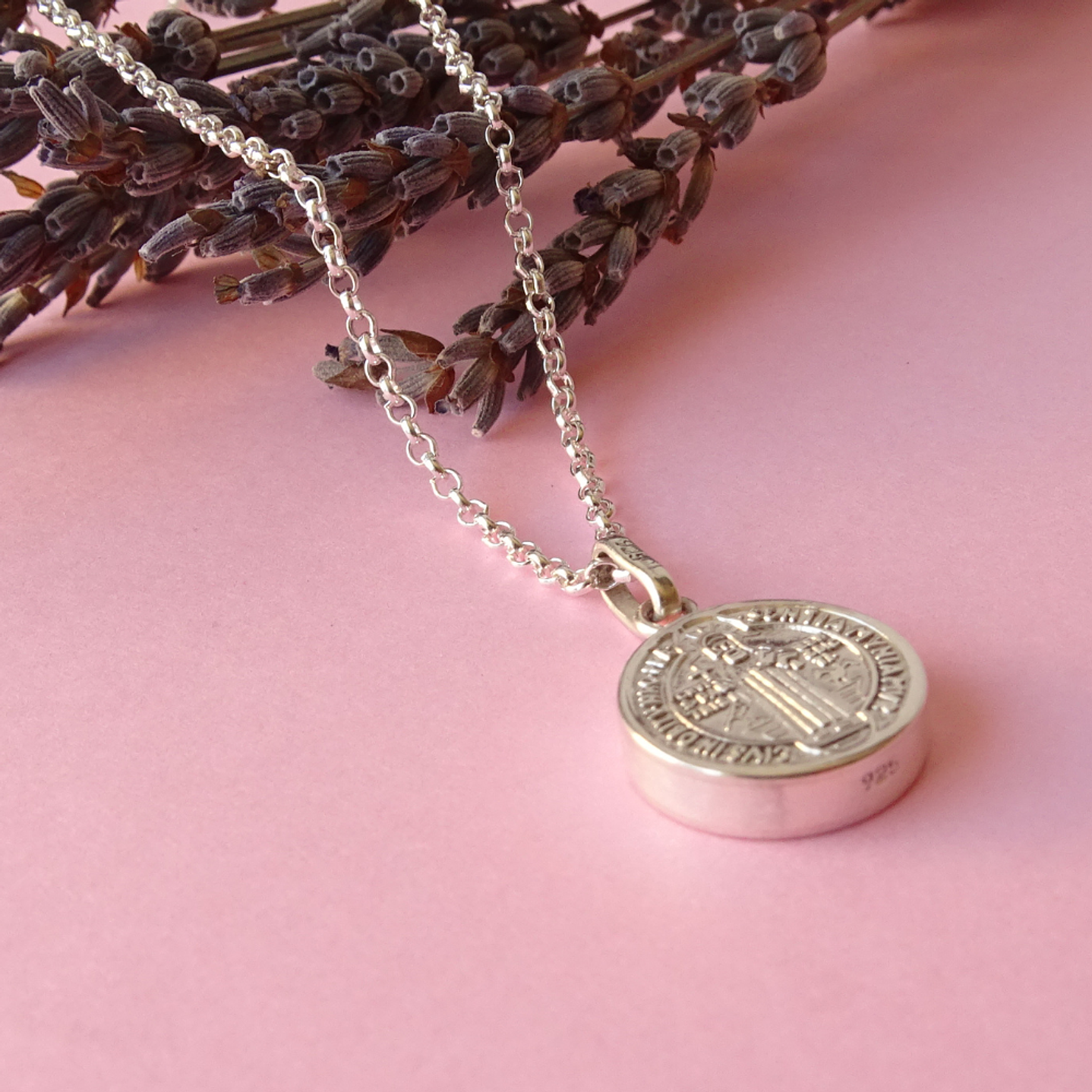 Cadena De Plata 925 Rollo y San Benito - Religioso 4