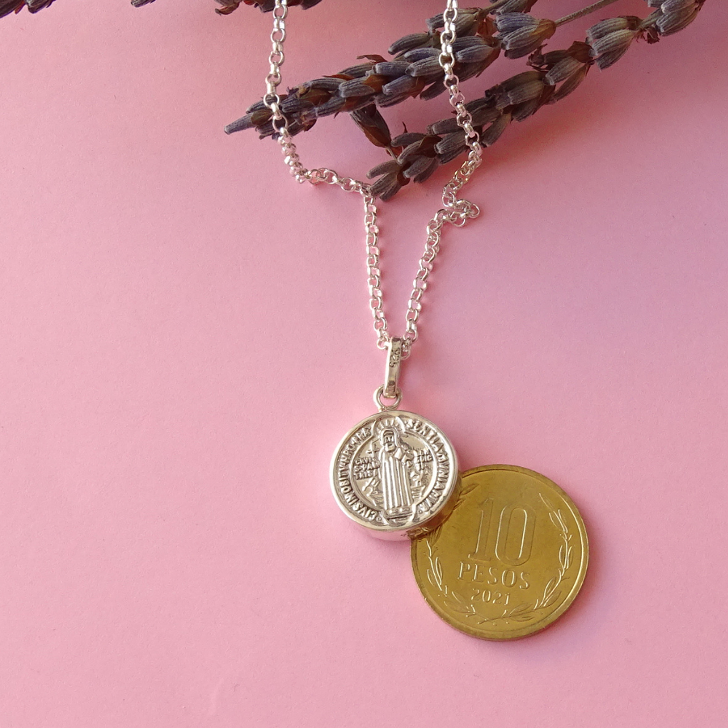 Cadena De Plata 925 Rollo y San Benito - Religioso 6