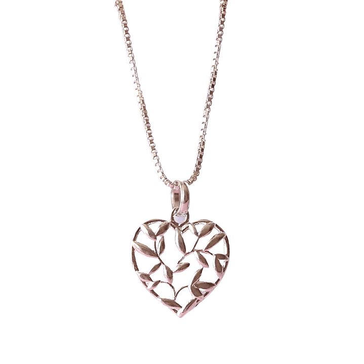 Cadena De Plata 925 Veneciana & Corazón Hojas de amor 1