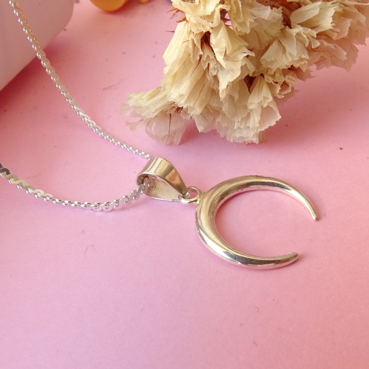 Cadena De Plata 925 Serpiente & Media Luna 2