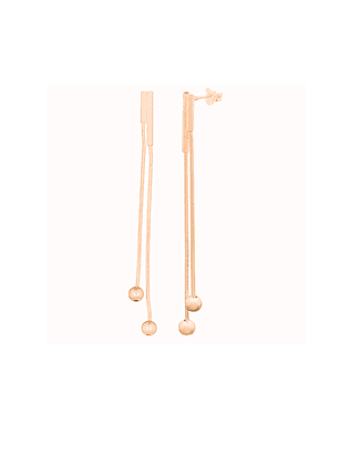 Aros De Plata Con Baño de Oro Largo con Puntos