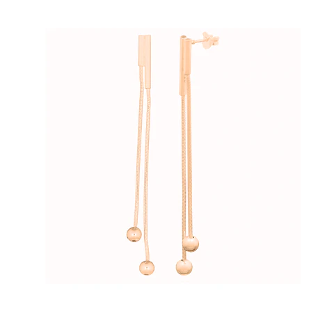 Aros De Plata Con Baño de Oro Largo con Puntos