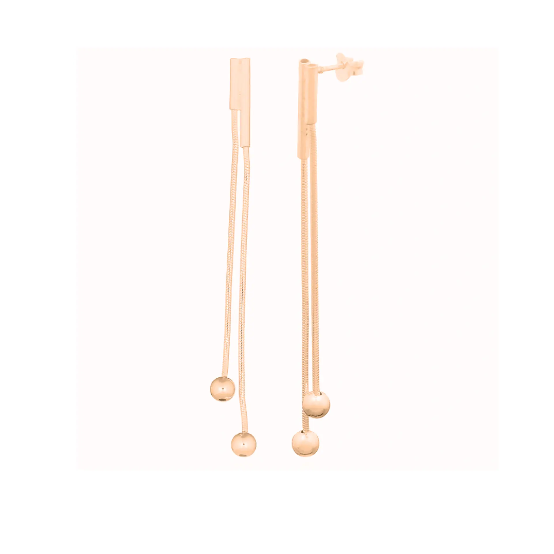 Aros De Plata Con Baño de Oro Largo con Puntos 1