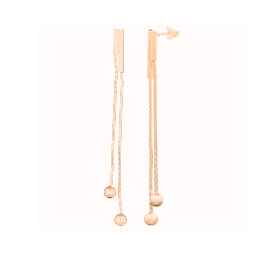 Aros De Plata Con Baño de Oro Largo con Puntos 1