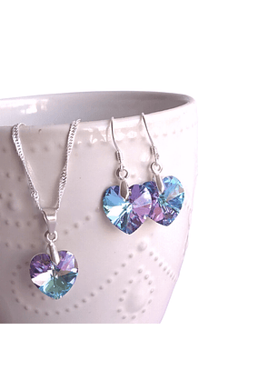 Conjunto de Plata Corazones Violeta